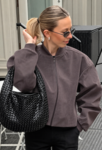 Chaqueta mujer efecto ante mangas anchas cremallera - Delphine