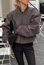Chaqueta mujer efecto ante mangas anchas cremallera - Delphine