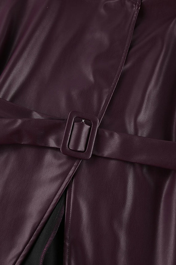 Chaqueta mujer efecto piel cuello alto cinturón - Adélie