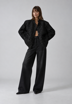 Chaqueta mujer efecto tweed lentejuelas cuello redondo - Mirelle