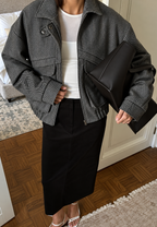 Chaqueta mujer espiga cuello alto cremallera - Saura