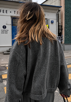 Chaqueta mujer espiga cuello alto cremallera - Saura