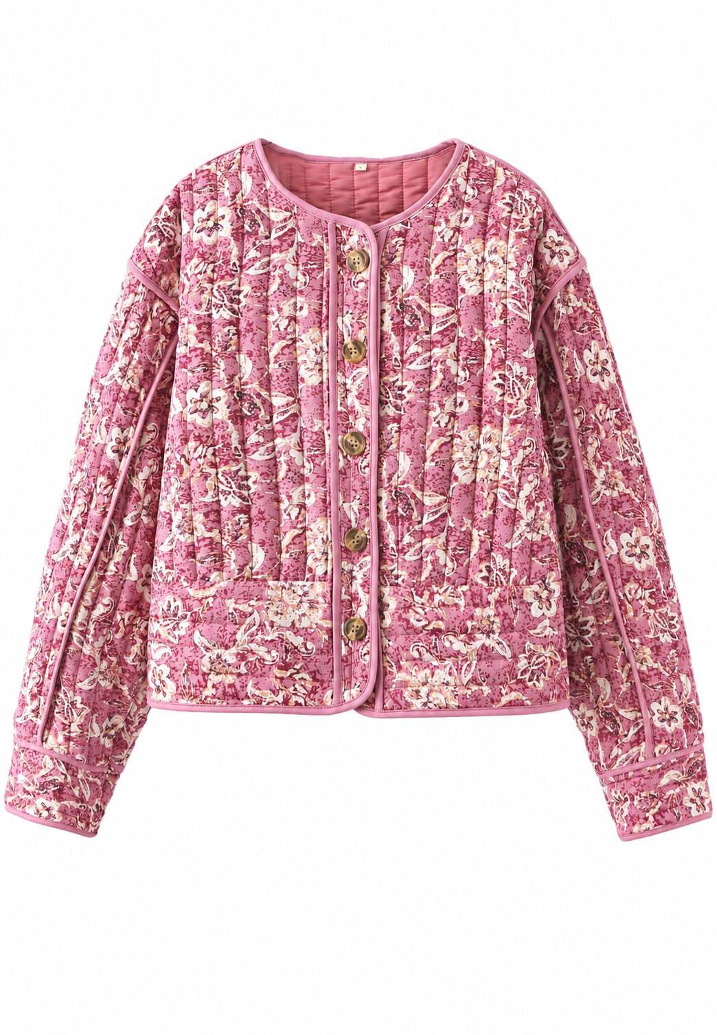 Chaqueta mujer estampado floral acolchado rombos ribetes - Orsina