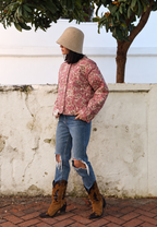 Chaqueta mujer estampado floral acolchado rombos ribetes - Orsina