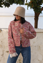 Chaqueta mujer estampado floral acolchado rombos ribetes - Orsina