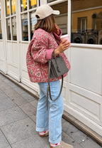 Chaqueta mujer estampado floral acolchado rombos ribetes - Orsina