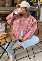 Chaqueta mujer estampado floral acolchado rombos ribetes - Orsina