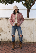 Chaqueta mujer estampado floral acolchado rombos ribetes - Orsina
