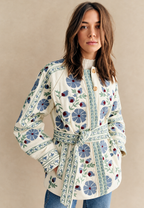 Chaqueta mujer floral cinturón ajustable manga larga - Jette