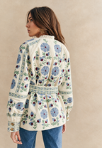Chaqueta mujer floral cinturón ajustable manga larga - Jette