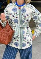 Chaqueta mujer floral cinturón ajustable manga larga - Jette