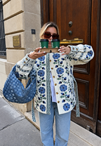 Chaqueta mujer floral cinturón ajustable manga larga - Jette