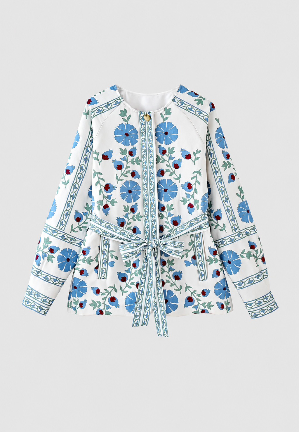 Chaqueta mujer floral cinturón ajustable manga larga - Jette
