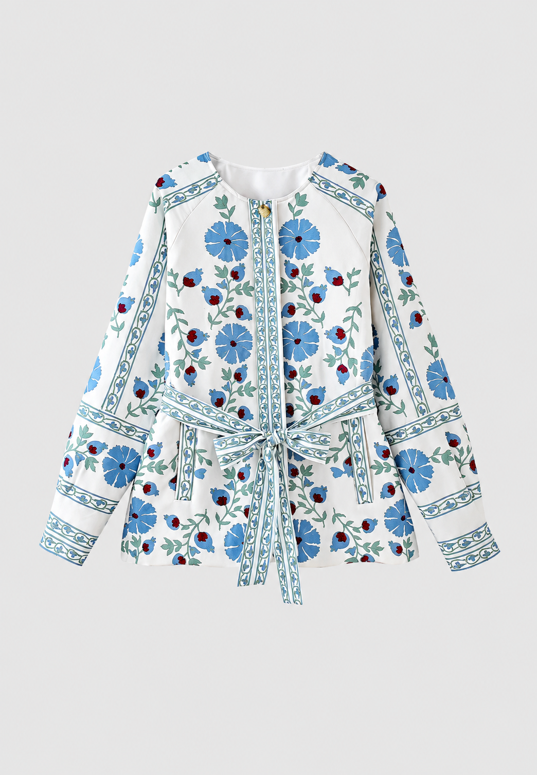 Chaqueta mujer floral cinturón ajustable manga larga - Jette