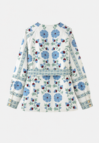 Chaqueta mujer floral cinturón ajustable manga larga - Jette