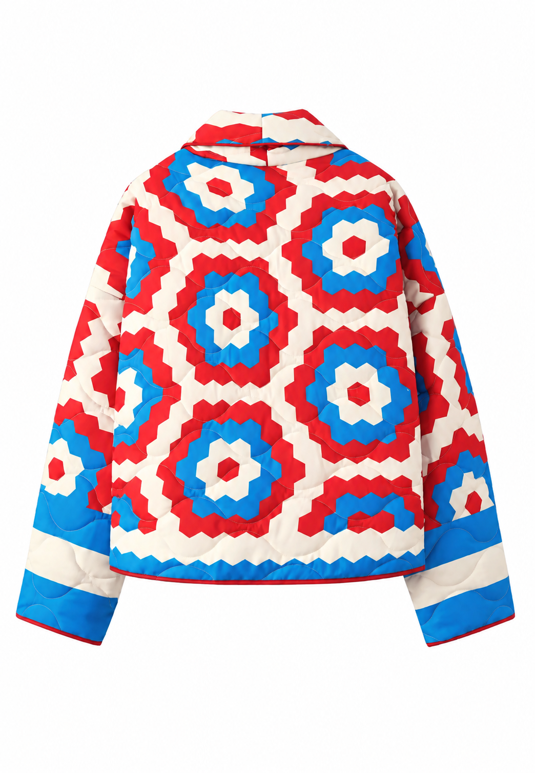 Chaqueta tipo kimono mujer estampado geométrico maxi acolchado - Odette