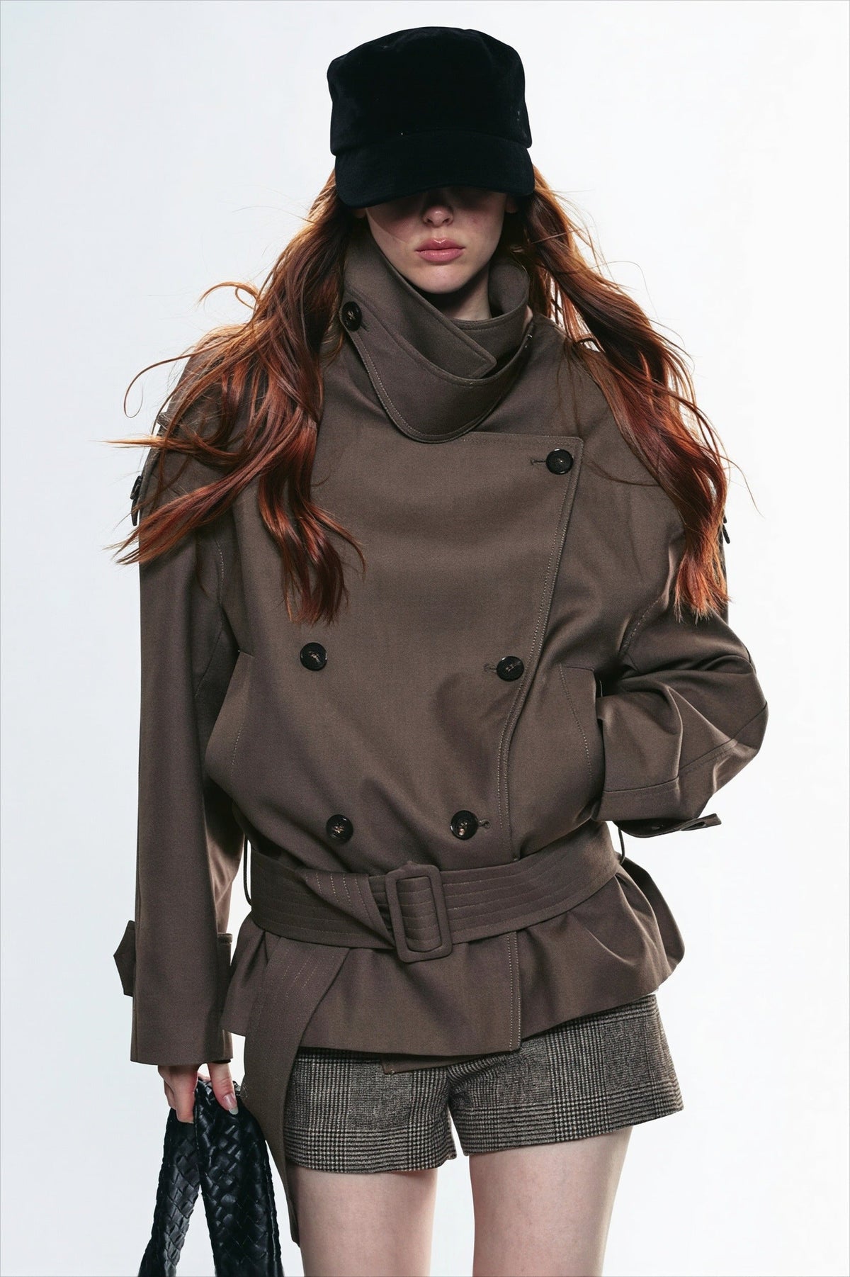 Chaqueta trench mujer doble botonadura cuello asimétrico cinturón - Iris