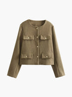 Chaqueta tweed mujer corta botones dorados cuello redondo - Miriam