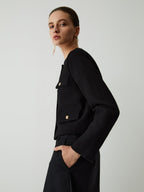 Chaqueta tweed mujer corta botones dorados cuello redondo - Miriam