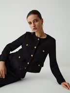 Chaqueta tweed mujer corta botones dorados cuello redondo - Miriam