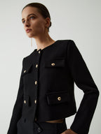 Chaqueta tweed mujer corta botones dorados cuello redondo - Miriam