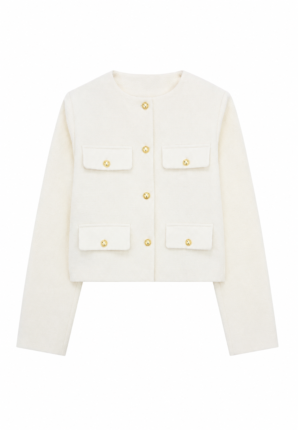 Chaqueta tweed mujer corta cuello redondo bolsillos - Susie