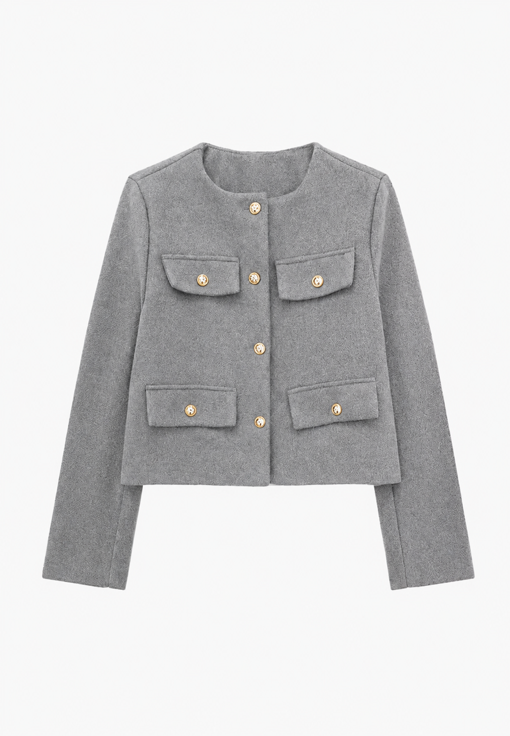 Chaqueta tweed mujer corta cuello redondo bolsillos - Susie