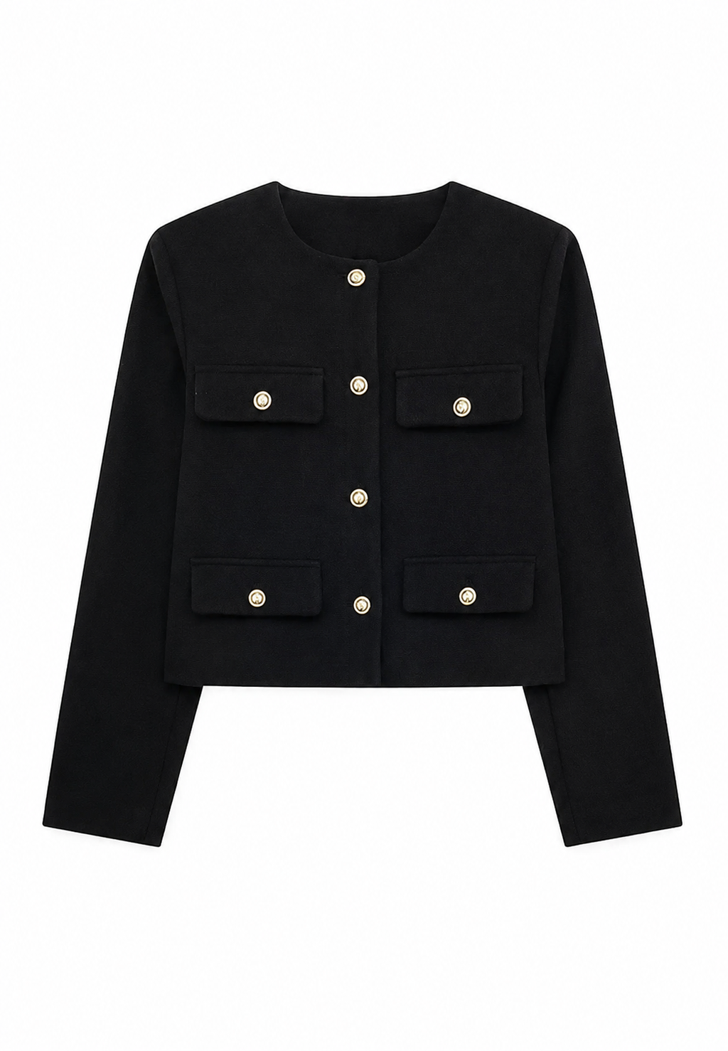 Chaqueta tweed mujer corta cuello redondo bolsillos - Susie