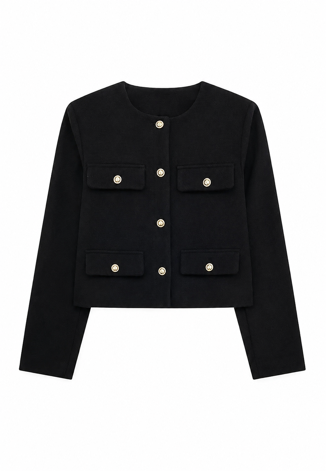 Chaqueta tweed mujer corta cuello redondo bolsillos - Susie