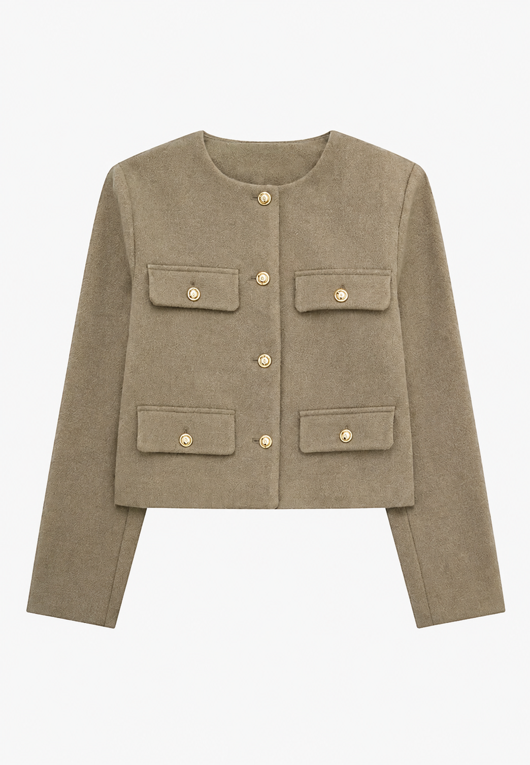 Chaqueta tweed mujer corta cuello redondo bolsillos - Susie