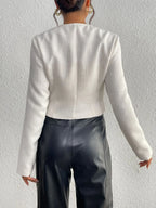 Chaqueta tweed mujer corta lazos satinados - Silke