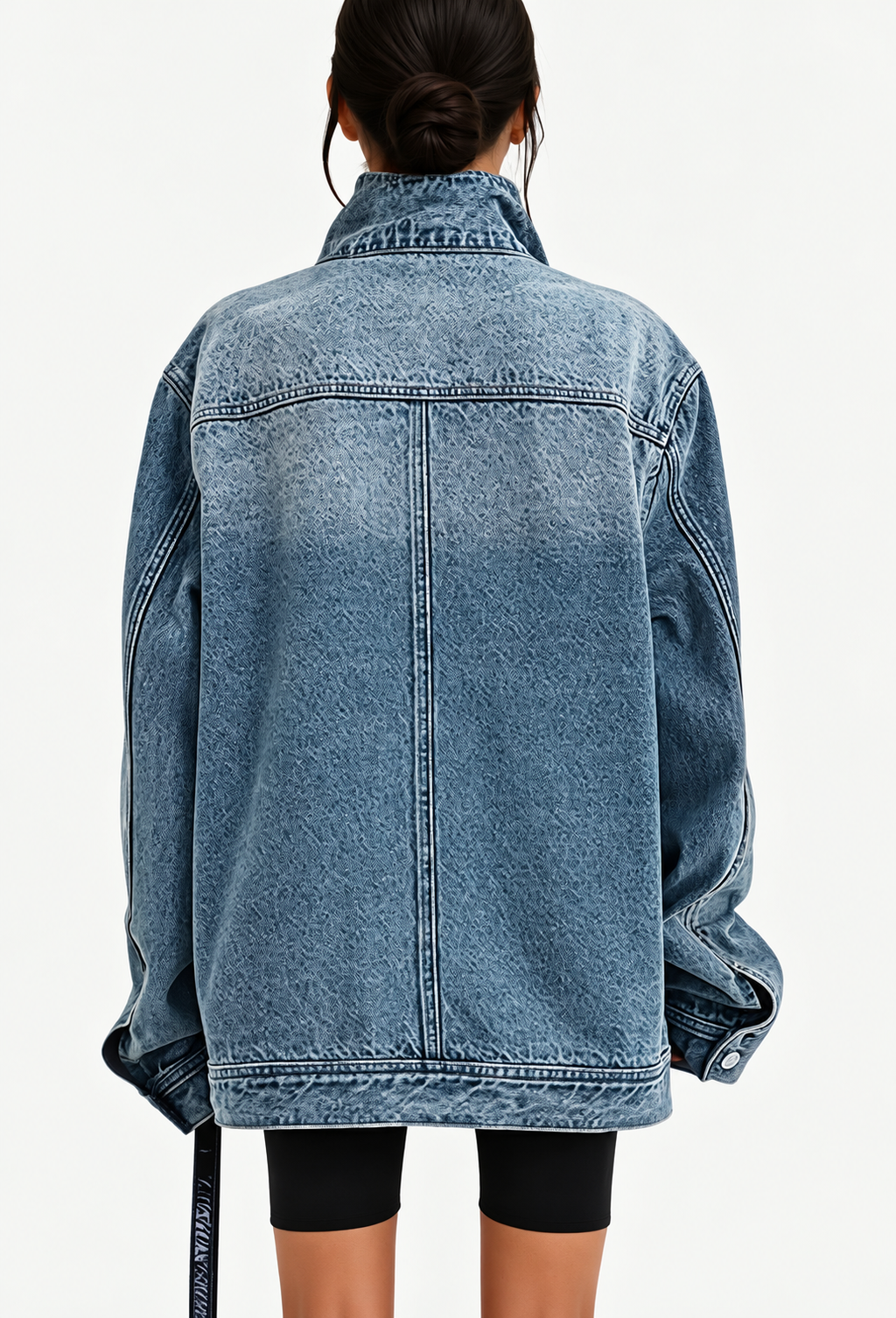 Chaqueta vaquera denim mujer cuello alto botones laterales - Maura