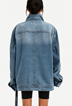 Chaqueta vaquera denim mujer cuello alto botones laterales - Maura