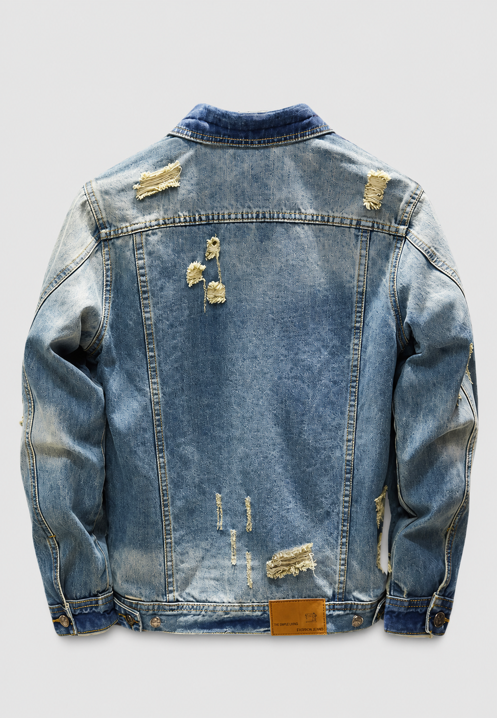 Chaqueta vaquera hombre slim fit rotos efecto lavado - Levon