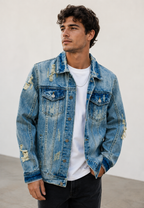 Chaqueta vaquera hombre slim fit rotos efecto lavado - Levon