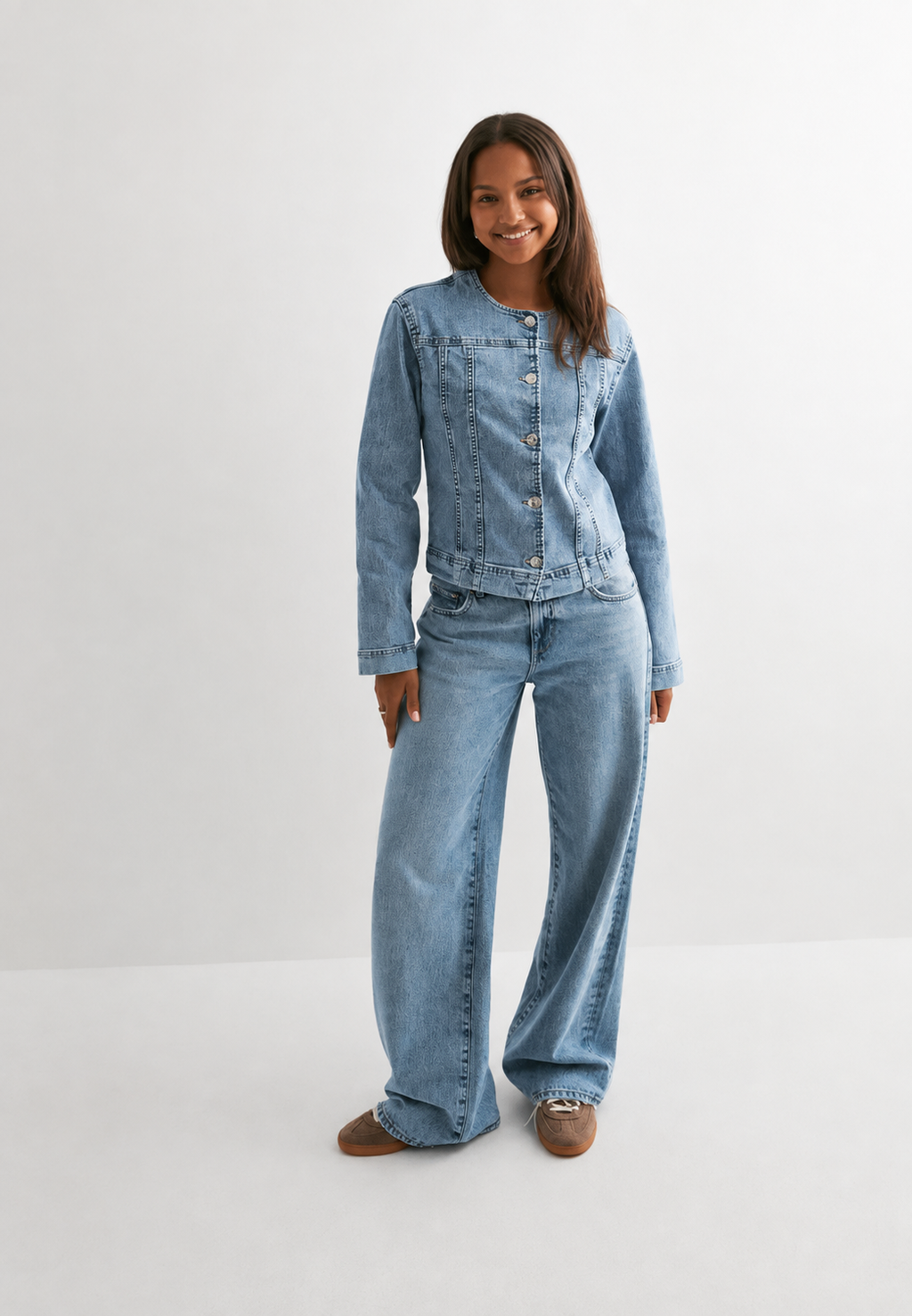 Chaqueta vaquera mujer entallada cuello redondo - Sigrid