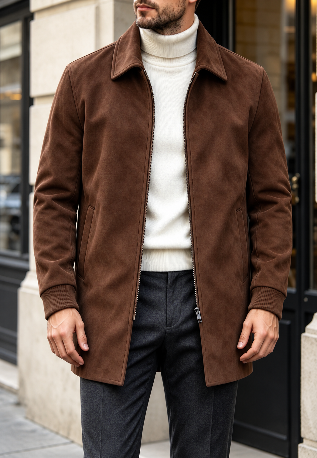 Chaqueta de hombre efecto ante con cremallera - Darío