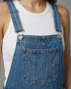 Peto vaquero oversize con bolsillos y tirantes ajustables para mujer - Valmira