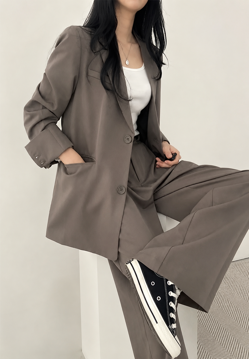 Conjunto mujer dos piezas blazer y pantalón recto - Athena