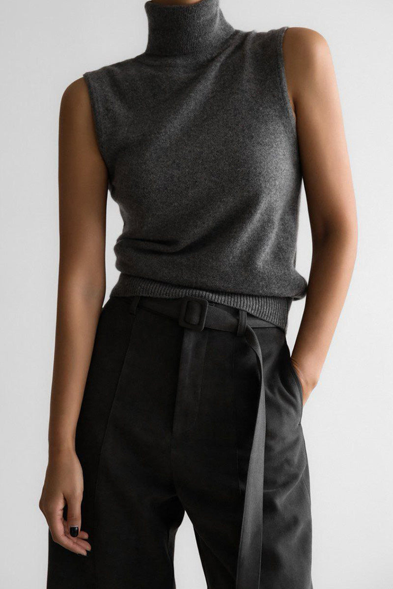 Conjunto punto mujer top cuello alto sin mangas cárdigan corto - Celia