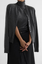 Conjunto punto mujer top cuello alto sin mangas cárdigan corto - Celia