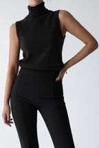 Conjunto punto mujer top cuello alto sin mangas cárdigan corto - Celia
