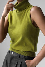 Conjunto punto mujer top cuello alto sin mangas cárdigan corto - Celia