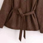 Chaqueta de ante con cinturon para mujer - Avelise