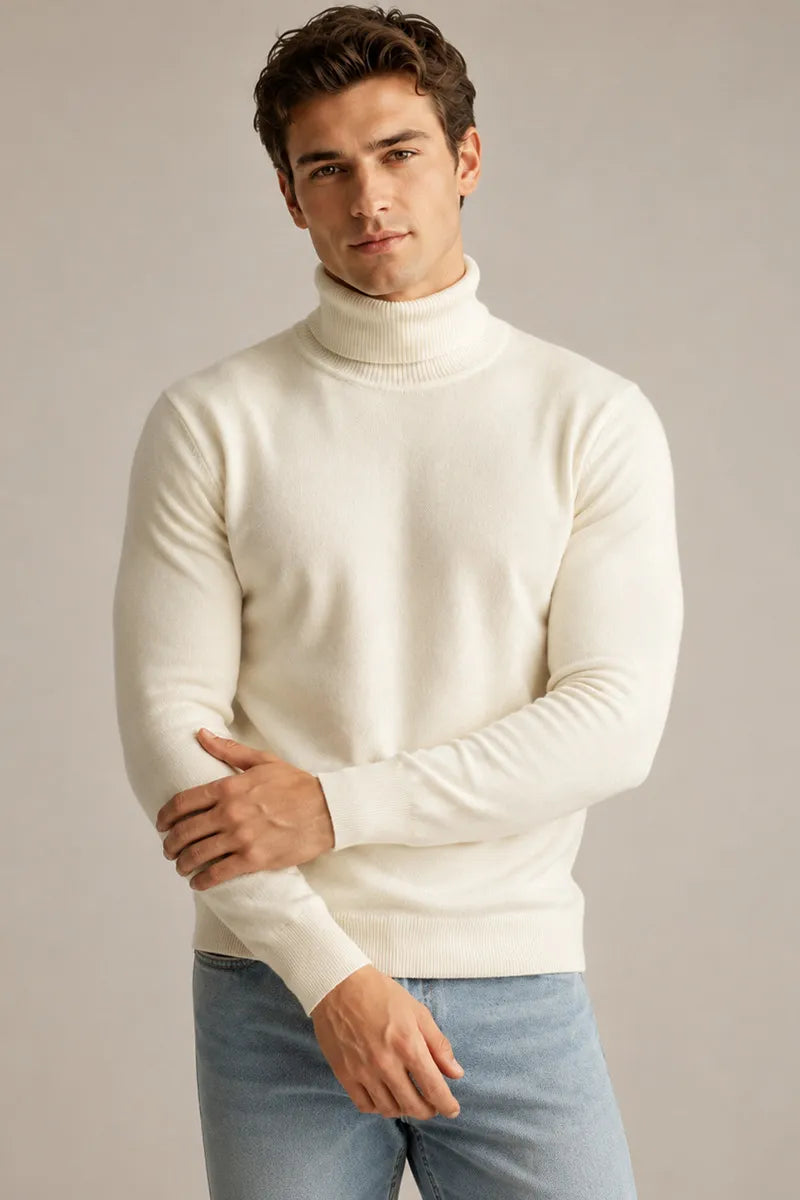 Jersey hombre cuello vuelto slim fit punto liso - Caspar