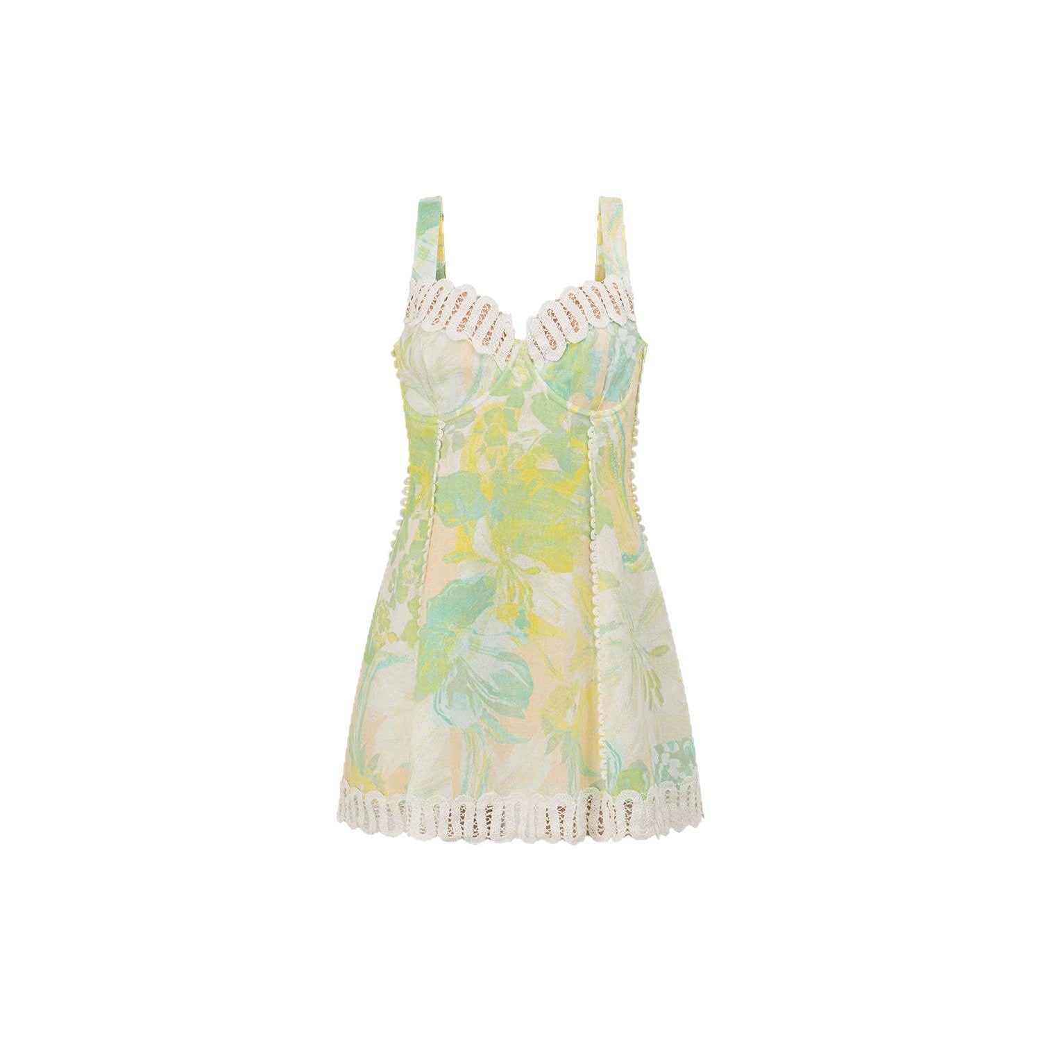 Vestido corto floral con encaje de verano para mujer - Elfriede