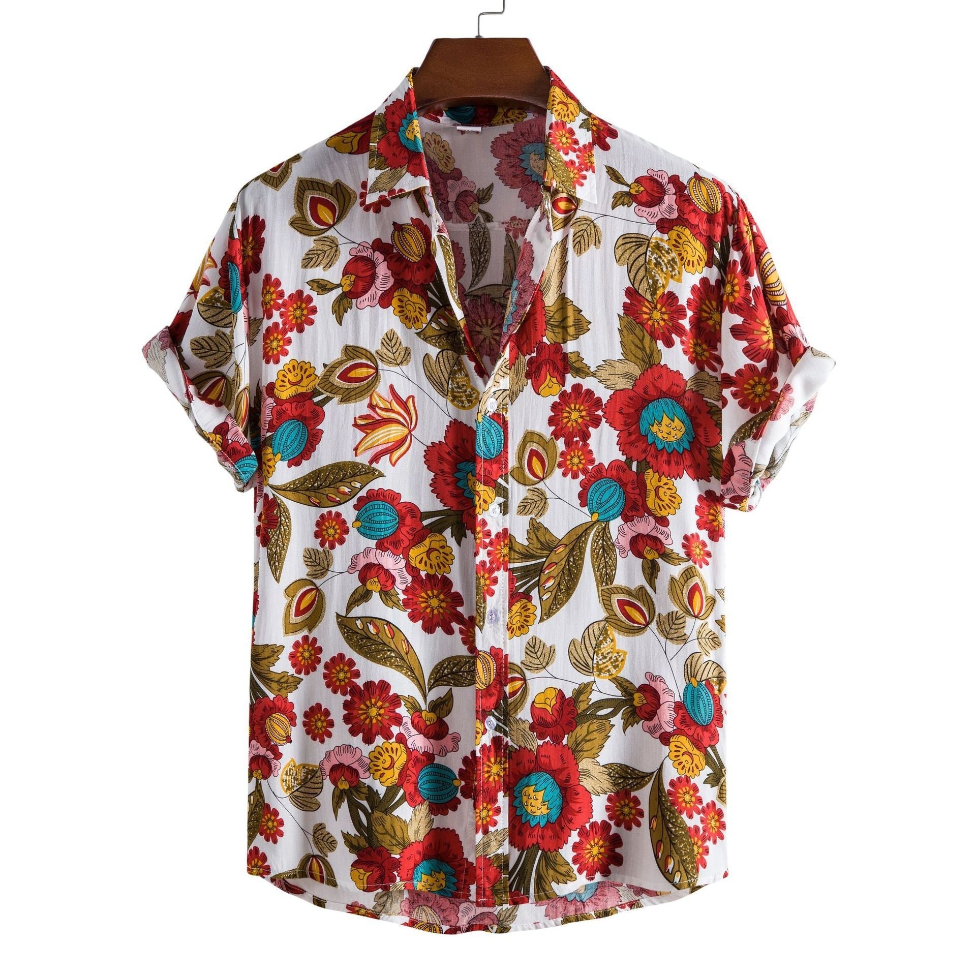 Camisa hombre manga corta estampada y corte recto ligero - Elian