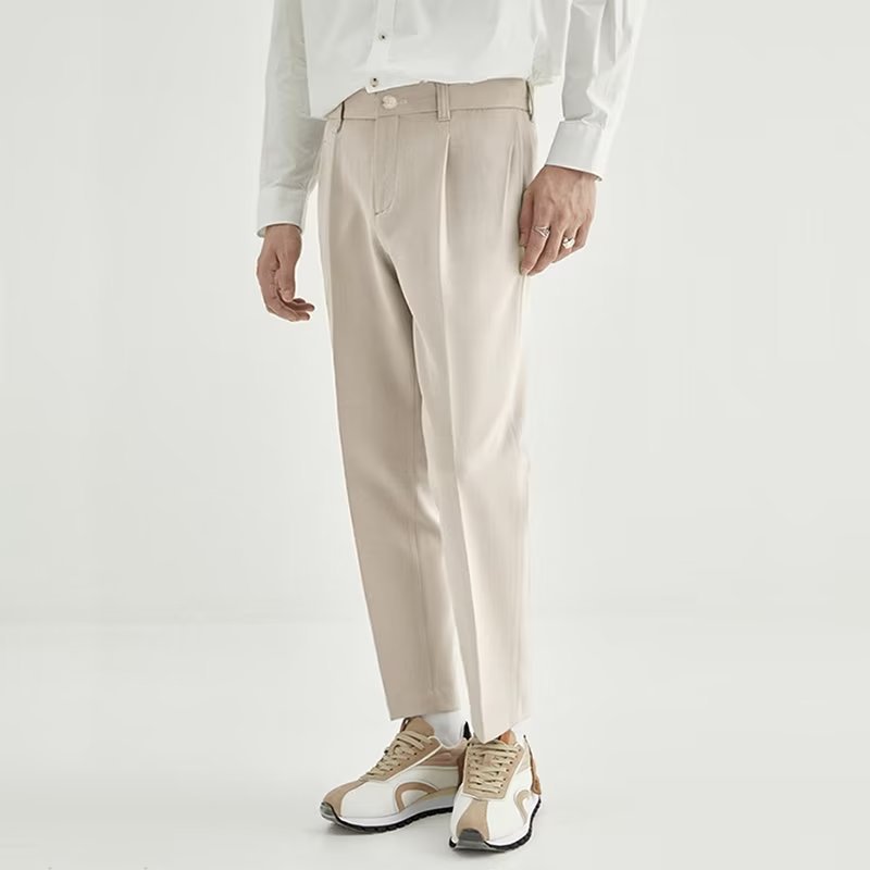 Pantalón recto de hombre tobillero con cierre frontal - Lucien