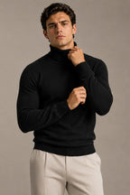 Jersey hombre cuello vuelto slim fit punto liso - Caspar