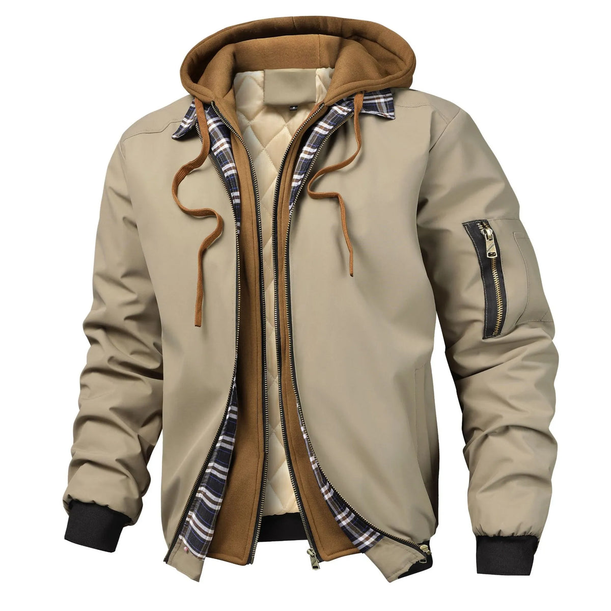 Cazadora bomber masculina acolchada estilo urbano capucha superpuesta - Damián